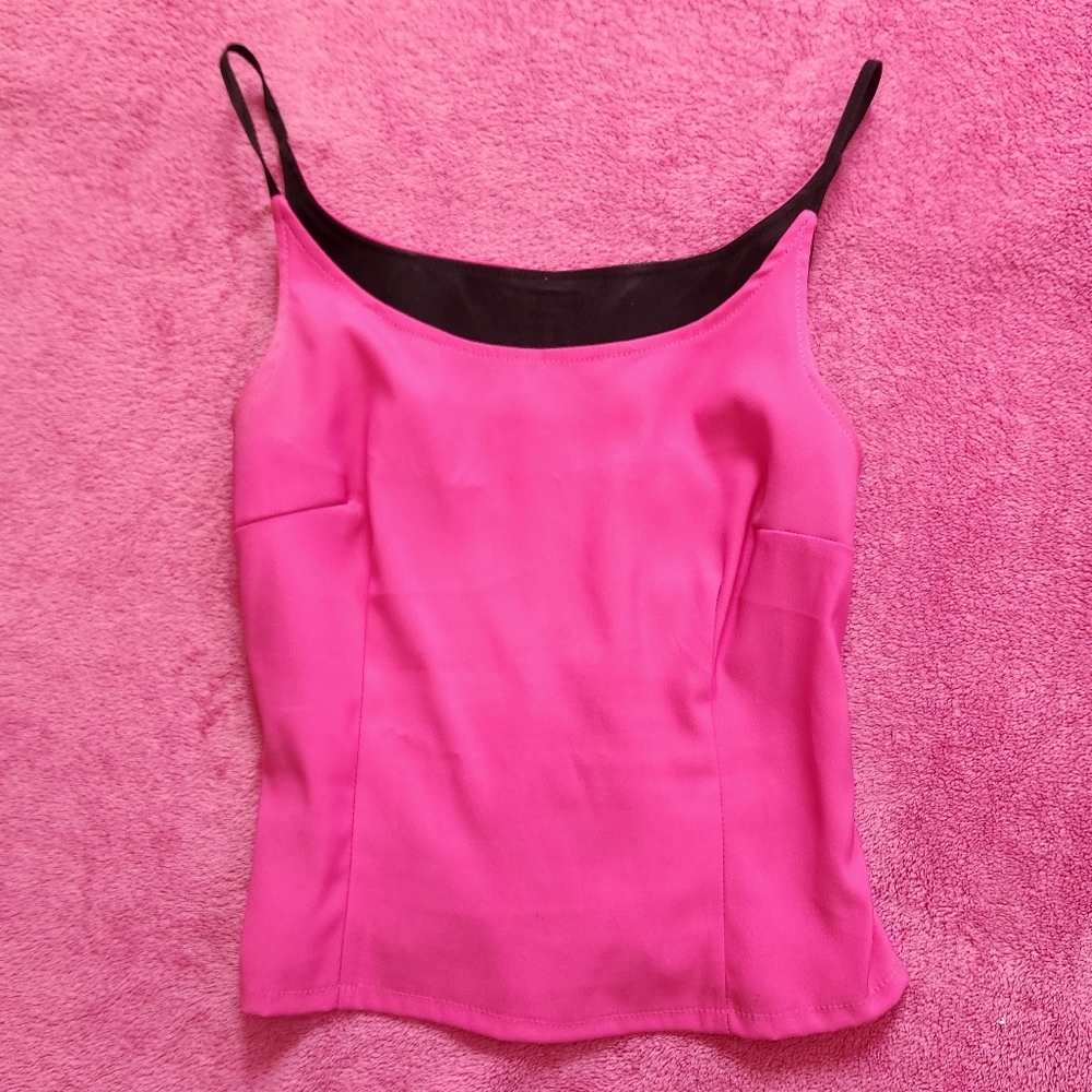 Fuschia Pink 90s Vintage Corset Blouse Top